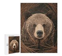 Adults 500 PCS Puzzle Grizzly Bear Portrait Jigsaws for Adults Puzzle Improve Memory Challenging To Complete Unique Gifts for Birthday And Christmas 500 PCS