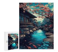Adults 500 PCS Puzzle Japanese Garden Pond Scene Jigsaws for Adults Puzzle Improve Memory Challenging To Complete Unique Gifts for Birthday And Christmas 500 PCS