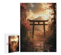 Adults 500 PCS Puzzle Japanese Torii Gate with Falling Leaves Adult Jigsaw Puzzles Difficult Challenge Wishlist with Santa Claus Unique Birthday And Gifts 500 PCS