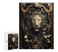 Adults 500 PCS Puzzle Lion King Golden Art Deco Adult Jigsaw Puzzles Analysis And Logic Wishlist with Santa Claus Unique Gifts for Birthday And Christmas 500 PCS