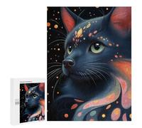 Adults 500 PCS Puzzle Mystical Black Pomeranian Cat Adult Jigsaw Puzzles Analysis And Logic Wishlist with Santa Claus Unique Gifts for Birthday And Christmas 500 PCS