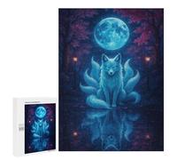 Adults 500 PCS Puzzle Nine-tailed Fox Under Moonlight Adult Jigsaw Puzzles Analysis And Logic Wishlist with Santa Claus Unique Gifts for Birthday And Christmas 500 PCS
