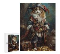 Adults 500 PCS Puzzle Pirate Cat Treasure Chest-33 Jigsaws for Adults Puzzle Improve Memory Challenging To Complete Unique Gifts for Birthday And Christmas 500 PCS