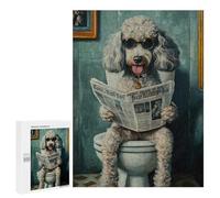 Adults 500 PCS Puzzle Poodle Reading Newspaper on Toilet-8 Adult Jigsaw Puzzles Difficult Challenge Wishlist with Santa Claus Unique Birthday And Gifts 500 PCS