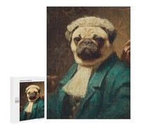 Adults 500 PCS Puzzle Royal Pug Portrait Art Print -2 Jigsaws for Adults Puzzle Improve Memory Challenging To Complete Unique Gifts for Birthday And Christmas 500 PCS
