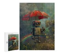 Adults 500 PCS Puzzle Rusty Robot in Rainy Forest Puzzles for Teenagers Precision Cutting for Birthday, Chrismas Toy Intellectual Game 500 PCS