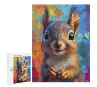 Adults 500 PCS Puzzle Smiling Squirrel Painting Adult Jigsaw Puzzles Analysis And Logic Wishlist with Santa Claus Unique Gifts for Birthday And Christmas 500 PCS
