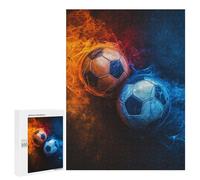 Adults 500 PCS Puzzle Soccer Ball Fire Effect Puzzles for Teenagers Precision Cutting for Birthday, Chrismas Toy Intellectual Game 500 PCS