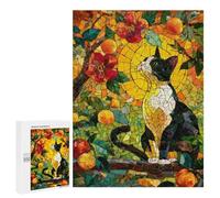 Adults 500 PCS Puzzle Stained Glass Garden Cat Mosaic Jigsaws for Adults Puzzle Improve Memory Challenging To Complete Unique Gifts for Birthday And Christmas 500 PCS