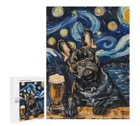 Adults 500 PCS Puzzle Starry Night Bulldog with Beer -1 Jigsaws for Adults Puzzle Improve Memory Challenging To Complete Unique Gifts for Birthday And Christmas 500 PCS