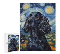 Adults 500 PCS Puzzle Starry Night Cocker Spaniel Art Print -1 Adult Jigsaw Puzzles Difficult Challenge Wishlist with Santa Claus Unique Birthday And Gifts 500 PCS