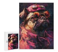 Adults 500 PCS Puzzle Steampunk Pug Art Print Adult Jigsaw Puzzles Difficult Challenge Wishlist with Santa Claus Unique Birthday And Gifts 500 PCS