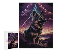 Adults 500 PCS Puzzle Thunderstorm German Shepherd Art Print Adult Jigsaw Puzzles Analysis And Logic Wishlist with Santa Claus Unique Gifts for Birthday And Christmas 500 PCS