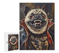Adults 500 PCS Puzzle Vampire Pug Art Print-2 Jigsaws for Adults Puzzle Improve Memory Challenging To Complete Unique Gifts for Birthday And Christmas 500 PCS