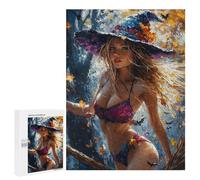 Adults 500 PCS Puzzle Witchy Halloween Art Print Adult Jigsaw Puzzles Difficult Challenge Wishlist with Santa Claus Unique Birthday And Gifts 500 PCS