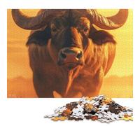 Adults 500 Piece Jigsaw Puzzle African Buffalo Sunset Portrait Wooden Puzzles Brain Teaser Puzzles For Adults 500pcs (52x38cm)