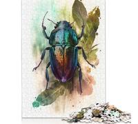 Adults 500 Piece Jigsaw Puzzle Beetle Beauty Watercolor Wooden Puzzles for Teenagers Gifts for Adults Teenagers Age 12+ 500pcs (52x38cm)