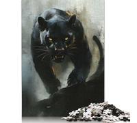Adults 500 Piece Jigsaw Puzzle Black Panther Portrait Wooden Puzzle Adult Jigsaw Puzzle Brain Teaser Game 500pcs (52x38cm)