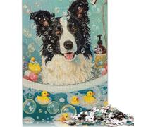Adults 500 Piece Jigsaw Puzzle Border Collie Dog Wooden Puzzles for Teenagers Gifts Educational Game for Adult Teenagers 500pcs (52x38cm)