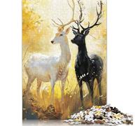 Adults 500 Piece Jigsaw Puzzle Contrasting Deer Duo Wooden Puzzles Brain Teaser Puzzles For Adults 500pcs (52x38cm)