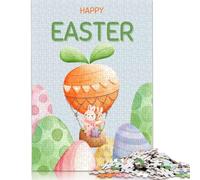 Adults 500 Piece Jigsaw Puzzle Happy Easter Wooden Puzzles for Adults Educational Game for Adult Teenagers 500pcs (52x38cm)
