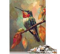 Adults 500 Piece Jigsaw Puzzle Hummingbird on Branch Jigsaws 500 Pieces Learning Educational Puzzle 500pcs (52x38cm)