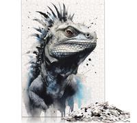Adults 500 Piece Jigsaw Puzzle Iguana Beauty Inked Lizard Wooden Puzzle Adult Jigsaw Puzzle Brain Teaser Game 500pcs (52x38cm)