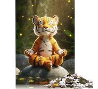 Adults 500 Piece Jigsaw Puzzle Meditating Tiger Cub Puzzle Jigsaws for Adults Teenagers Teenager Man Woman Gift 500pcs (52x38cm)