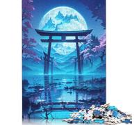 Adults 500 Piece Jigsaw Puzzle Moonlit Torii Gate Wooden Puzzles for Adults Brain Teaser Game 500pcs (52x38cm)