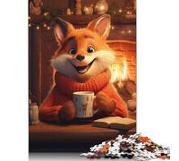 Adults 500 Piece Jigsaw Puzzle Morning Cute Fox Christmas Puzzles for Adults & Teenager Educational Game Challenge Toy 500pcs (52x38cm)