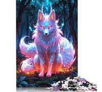 Adults 500 Piece Jigsaw Puzzle 'Mystical Fox in Forest Wooden Puzzles for Adults Educational Game for Adult Teenagers 500pcs (52x38cm)
