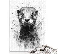 Adults 500 Piece Jigsaw Puzzle Otter Beauty Black Ink Wooden Puzzle Adult Jigsaw Puzzle Brain Teaser Game 500pcs (52x38cm)