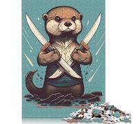 Adults 500 Piece Jigsaw Puzzle Otter Warrior Chibi Wooden Puzzles for Adults Educational Game for Adult Teenagers 500pcs (52x38cm)