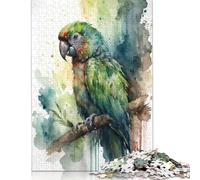Adults 500 Piece Jigsaw Puzzle Parrot Watercolor Wooden Puzzles for Teenagers Gifts for Adults Teenagers Age 12+ 500pcs (52x38cm)