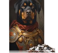 Adults 500 Piece Jigsaw Puzzle 'Rottweiler Dog Warrior Wooden Puzzles Brain Teaser Puzzles For Adults 500pcs (52x38cm)