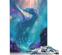 Adults 500 Piece Jigsaw Puzzle Sacred Coral Dragon Wooden Puzzle Adult Jigsaw Puzzle Brain Teaser Game 500pcs (52x38cm)
