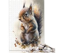 Adults 500 Piece Jigsaw Puzzle Squirrel Watercolor Sketch Wooden Puzzles Brain Teaser Puzzles For Adults 500pcs (52x38cm)