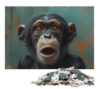 Adults 500 Piece Jigsaw Puzzle Surprised Monkey Animal Wooden Puzzles Brain Teaser Puzzles For Adults 500pcs (52x38cm)