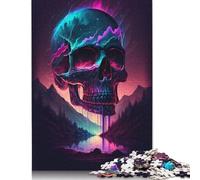 Adults 500 Piece Jigsaw Puzzle Synthwave Skull Puzzles for Adults & Teenager Brain Teaser Puzzle 500pcs (52x38cm)