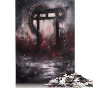 Adults 500 Piece Jigsaw Puzzle Tentacle Torii Gate Wooden Puzzles Brain Teaser Puzzles For Adults 500pcs (52x38cm)