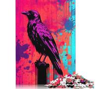 Adults 500 Piece Jigsaw Puzzle The Raven Abstract Art Wooden Puzzles for Adults Brain Teaser Game 500pcs (52x38cm)