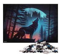 Adults 500 Piece Jigsaw Puzzle Wolf Howling Wooden Puzzles for Adults Educational Game for Adult Teenagers 500pcs (52x38cm)