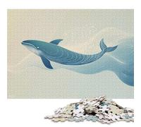 Adults 500 Piece Whale Swimming in Stylized Ocean Waves Jigsaw Puzzle for Adults Woodenboard Puzzles Fun Puzzles Games Birthday Present 500pcs (52x38cm)