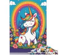 Adults 500 Pieces Jigsaw 'Adorable Rainbow Unicorn Wood Puzzles Wooden Puzzles Learning Educational Toy 500pcs (52x38cm)