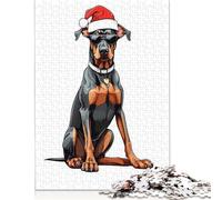 Adults 500 Pieces Jigsaw Christmas Doberman Wooden Puzzle Adult Jigsaw Puzzle Jigsaw Puzzles for Adults Teenagers 500pcs (52x38cm)