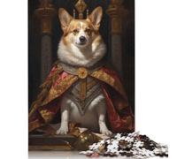 Adults 500 Pieces Jigsaw 'corgi Dog King Style Wood Puzzles Wooden Puzzles Learning Educational Toy 500pcs (52x38cm)