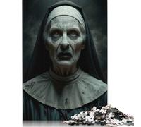 Adults 500 Pieces Jigsaw Creepy Nun Portrait Wood Puzzles Wooden Puzzles Learning Educational Toy 500pcs (52x38cm)