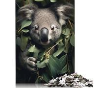 Adults 500 Pieces Jigsaw Cute Koala in Leaves Wooden Puzzle Adult Jigsaw Puzzle Jigsaw Puzzles for Adults Teenagers 500pcs (52x38cm)