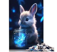 Adults 500 Pieces Jigsaw Cute Rabbit Luminous Glow Wooden Puzzle for Adults And Teenager Educational Puzzle 500pcs (52x38cm)