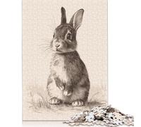 Adults 500 Pieces Jigsaw Cute Rabbit Wood Puzzles Wooden Puzzles Learning Educational Toy 500pcs (52x38cm)